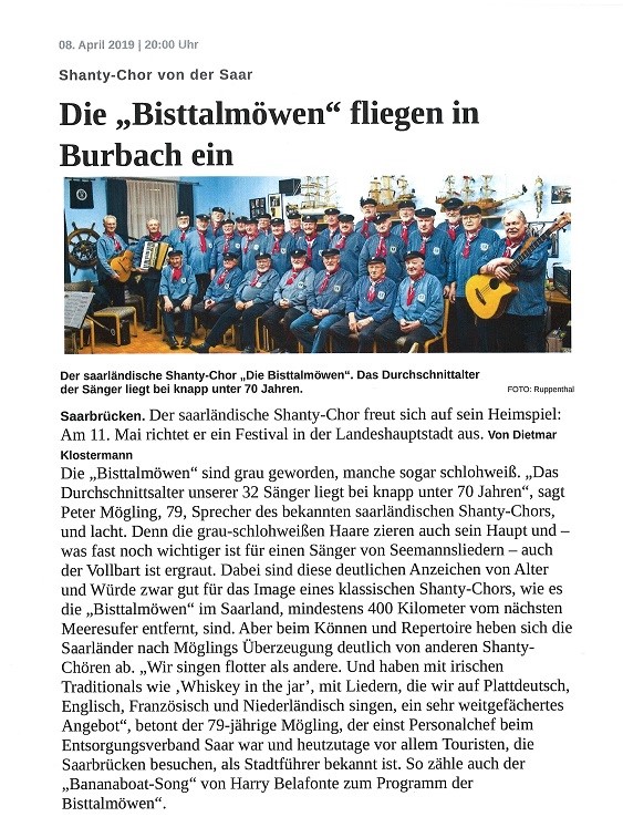 Die "Bisttalmöwen" fliegen in Burbach ein SZ / 08.04.2019 Online