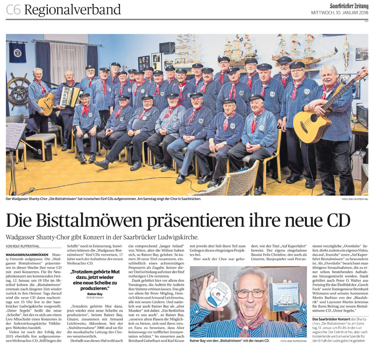 Die Bisttalmöwen präsentieren ihre neue CD SZ / Mittwoch, 10.01. 2018