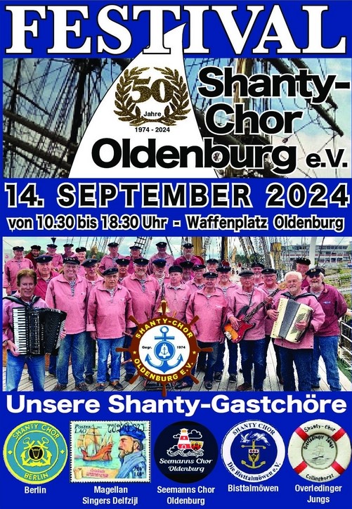 Festival 50 Jahre Shanty-Chor Oldenburg am 14. September 2024 auf dem Waffenplatz in Oldenburg.